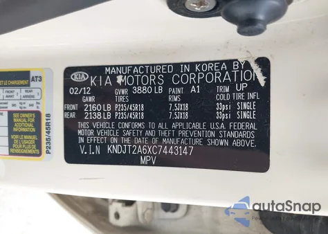 2012 Kia Soul ! from USA, damaged, VIN KNDJT2A6XC7443147